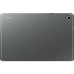 Grey tablet back view with Samsung logo and camera on corner