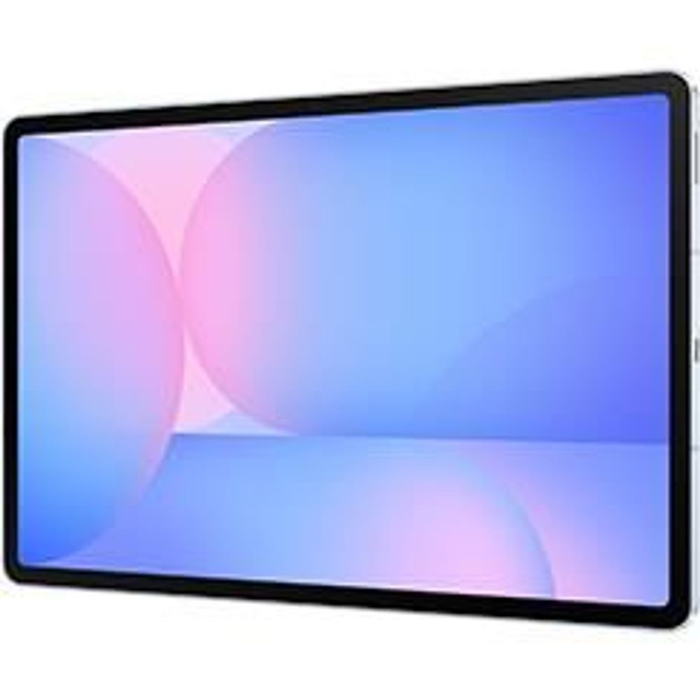 Samsung Galaxy Tab tablet angled front view with blue-pink abstract display
