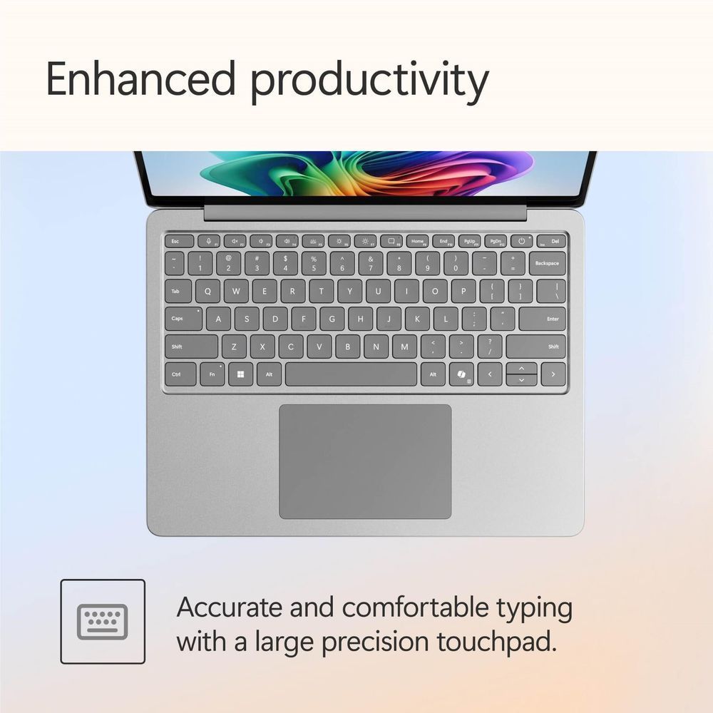 Platinum Surface Laptop keyboard with large precision touchpad