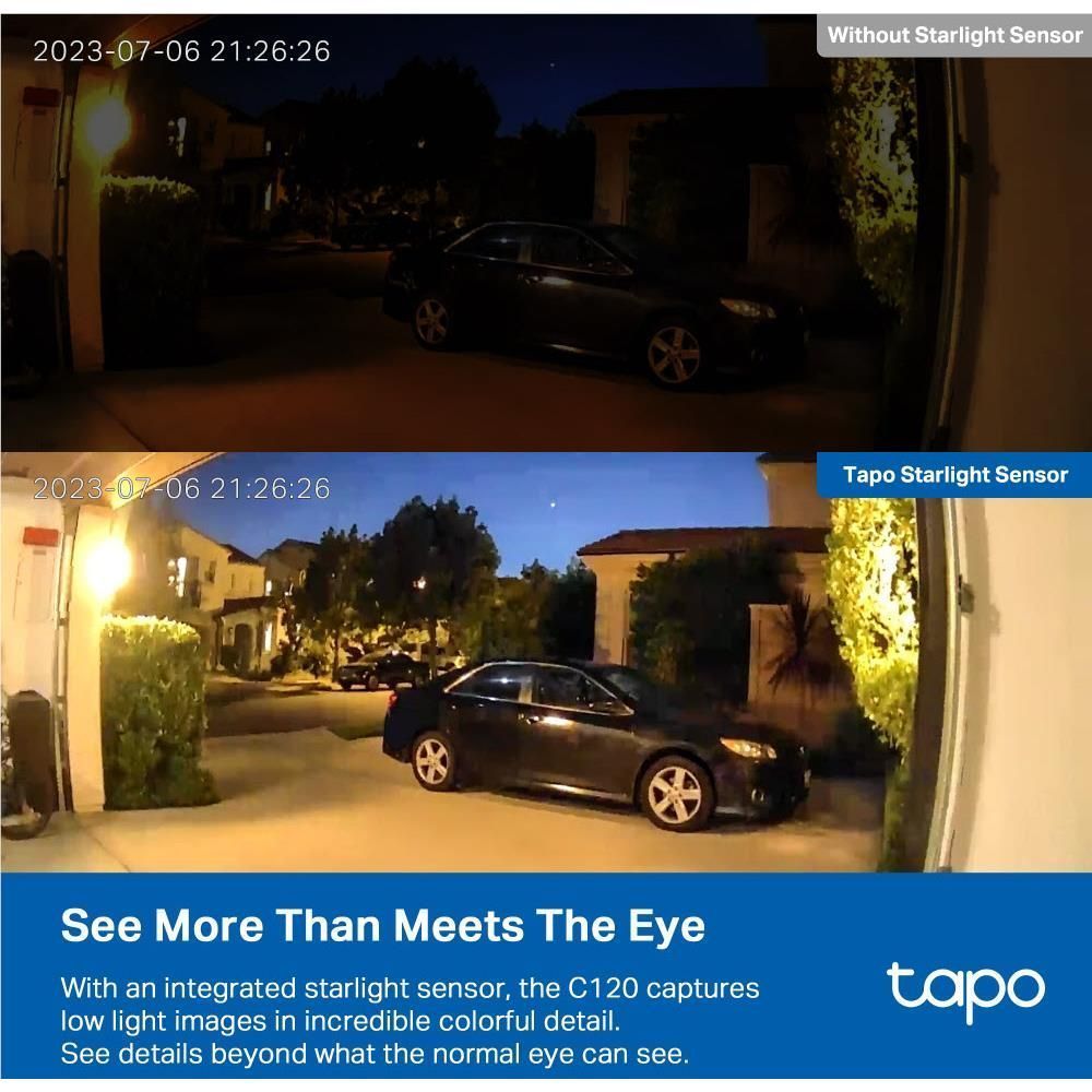 Home security camera night vision view showing a driveway and parked cars