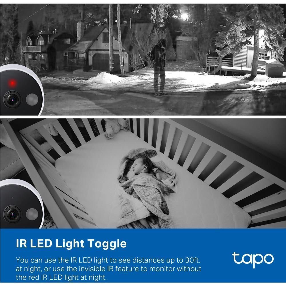 Security camera IR night vision view with street scene and person inside a room