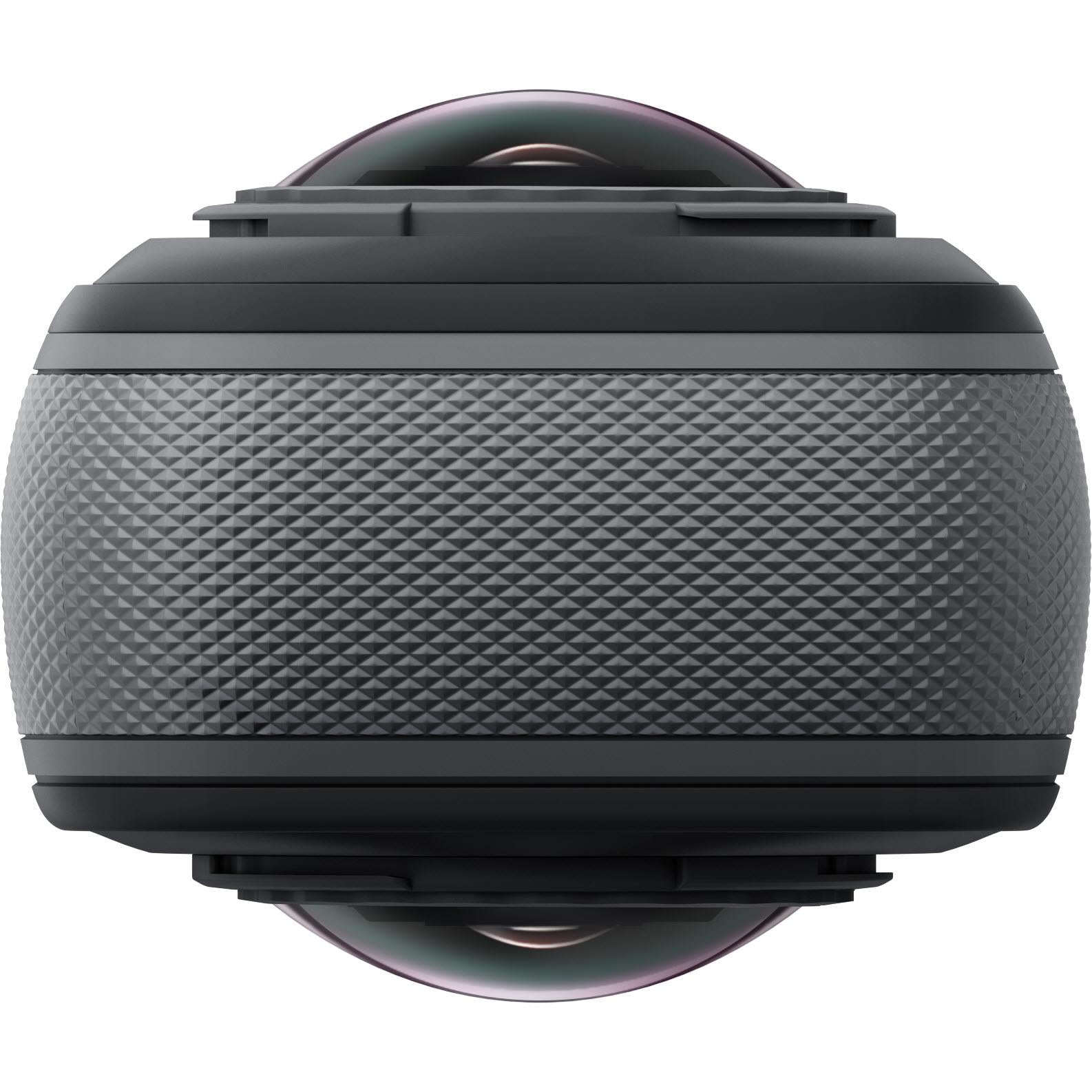 Insta360 X5 360 action camera textured top housing with lens opening