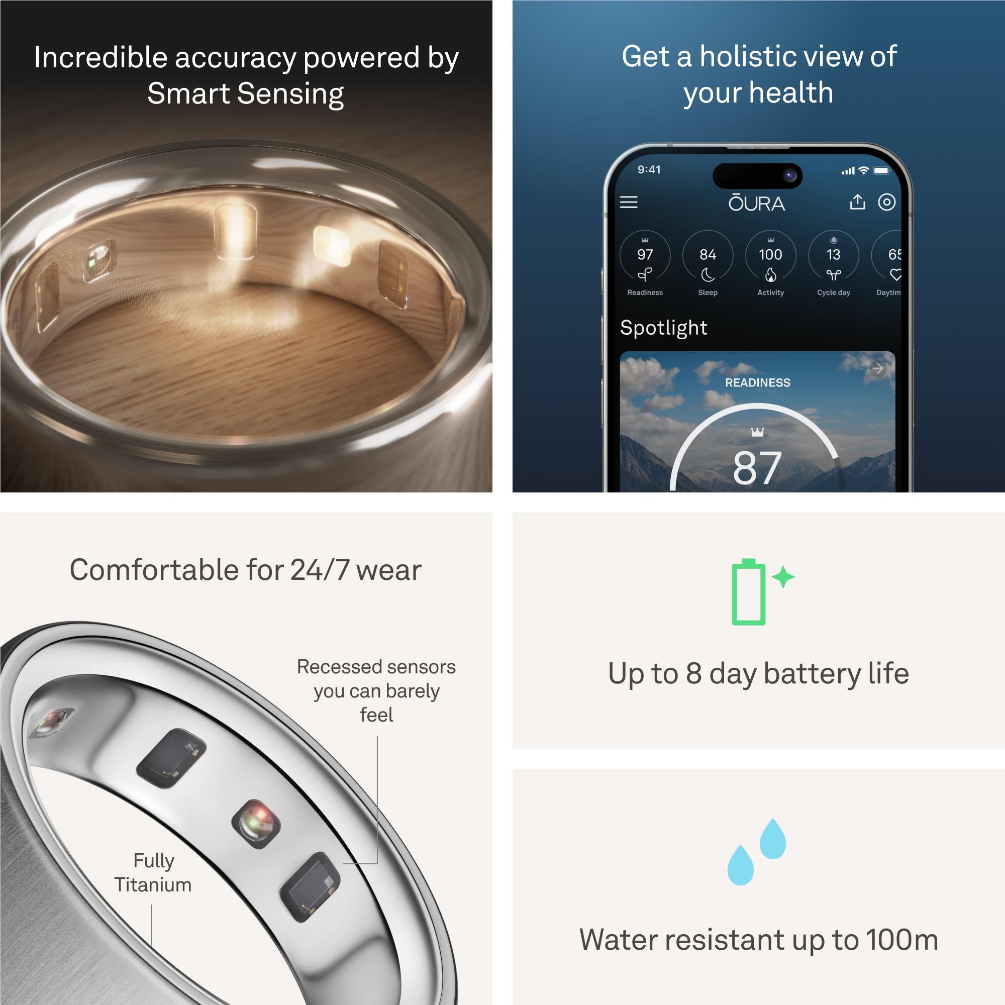 Oura Ring 4 [Size 9] (Brushed Silver)