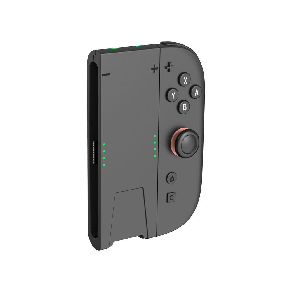 Black controller charging dock stand with side LED indicators and grip supports