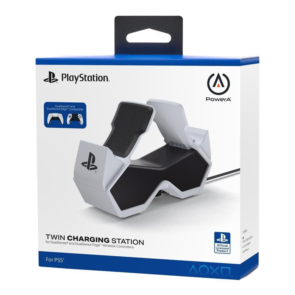 PowerA Twin Charging Station for PS5 retail box with PlayStation branding