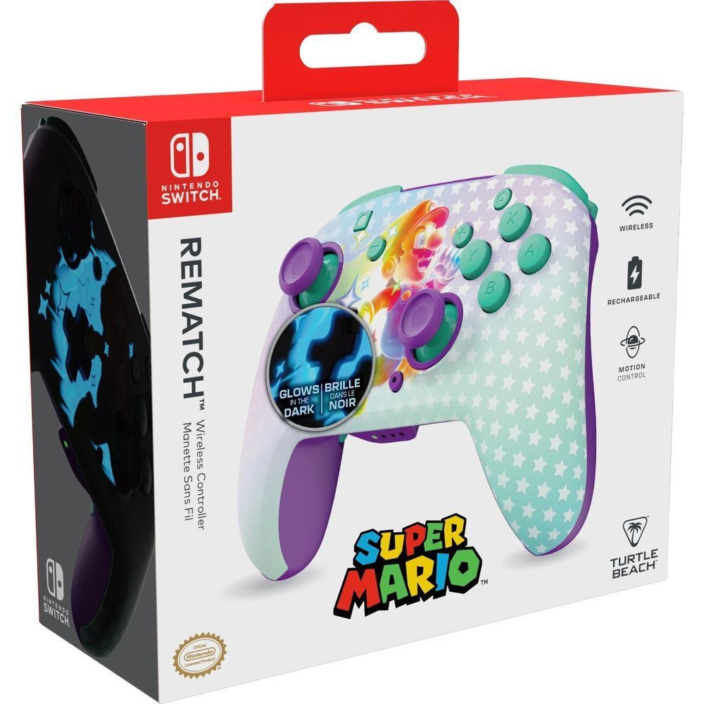 Rematch wireless controller retail box for Nintendo Switch, Super Mario design