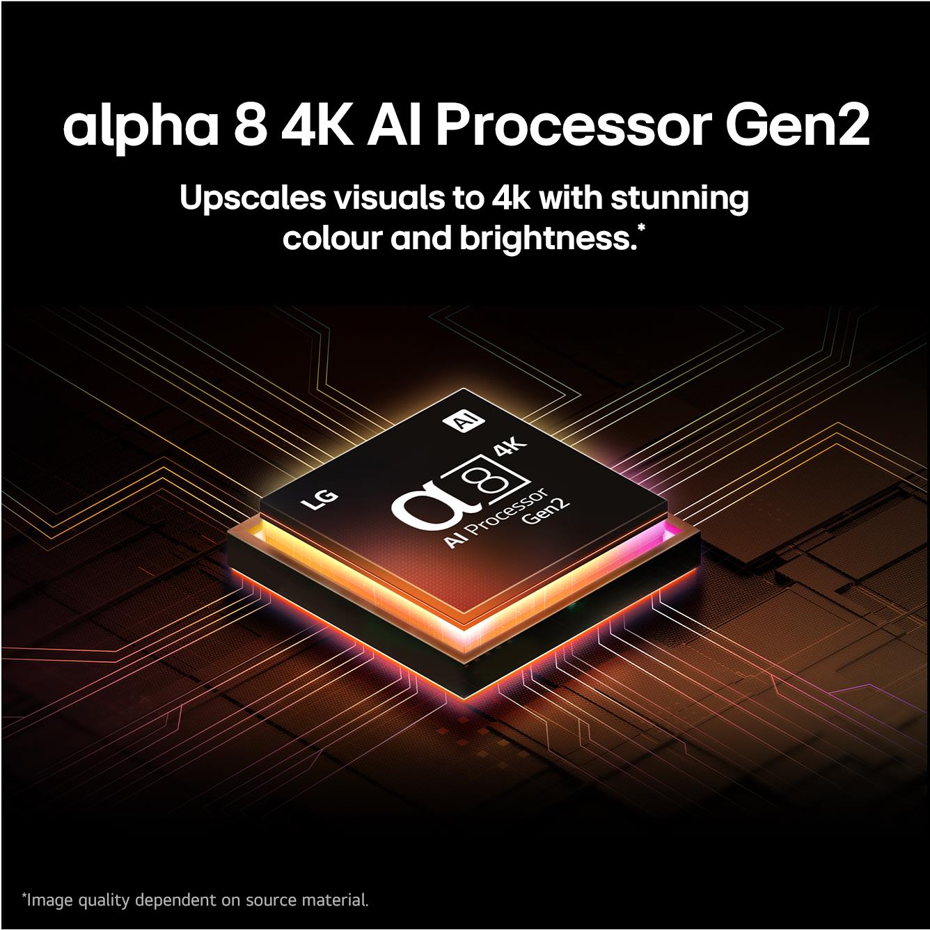 AI processor chip graphic for 4K smart TV with glowing circuitry