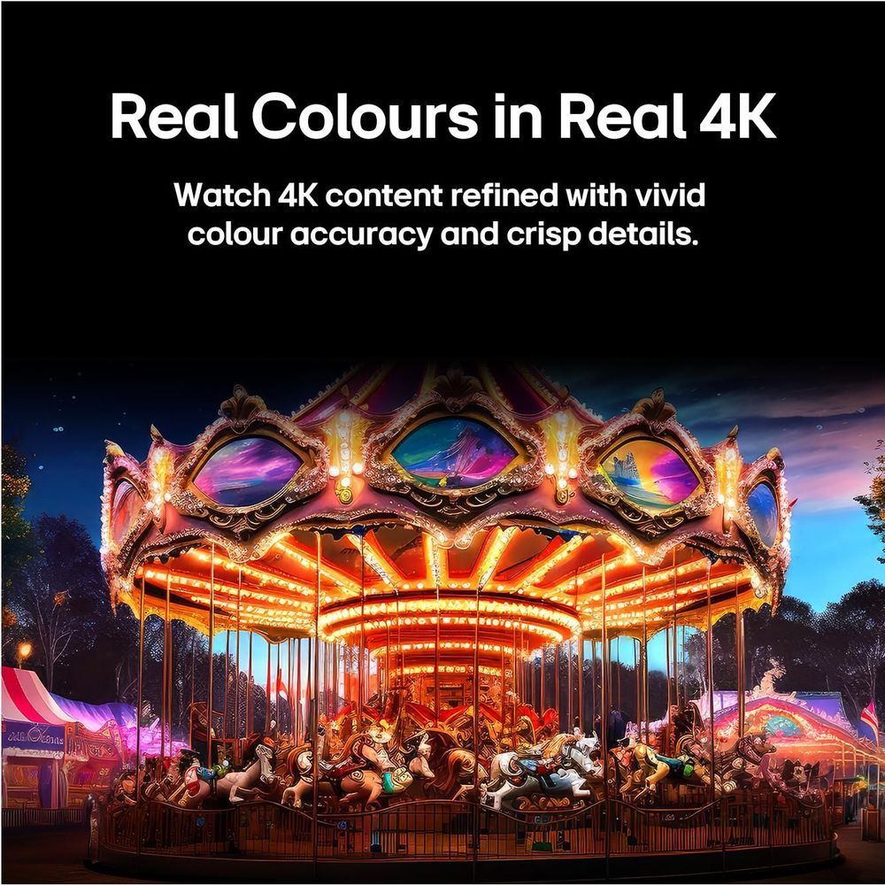 4K color accuracy feature graphic with vibrant stage lights scene