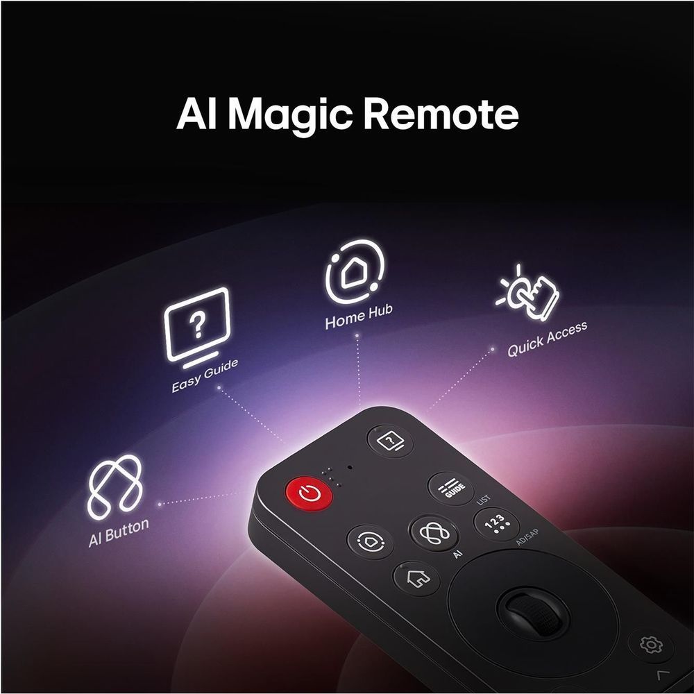 AI Magic Remote feature graphic with voice and quick access icons