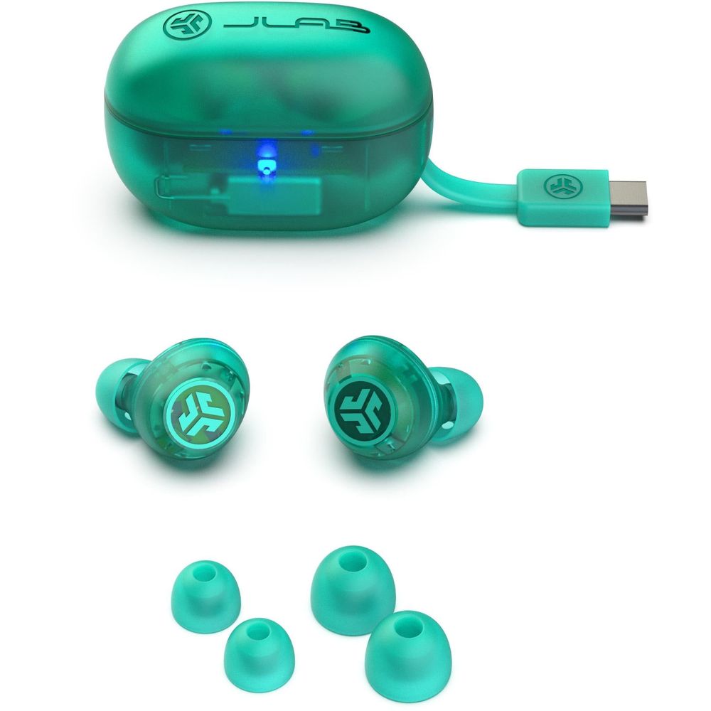 JLab GO Pop ANC True Wireless Earbuds (Clear Teal)