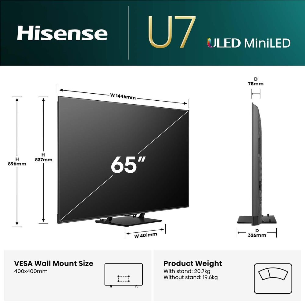 Hisense 65" U7QNZ 4K ULED Mini-LED Smart TV [2025]