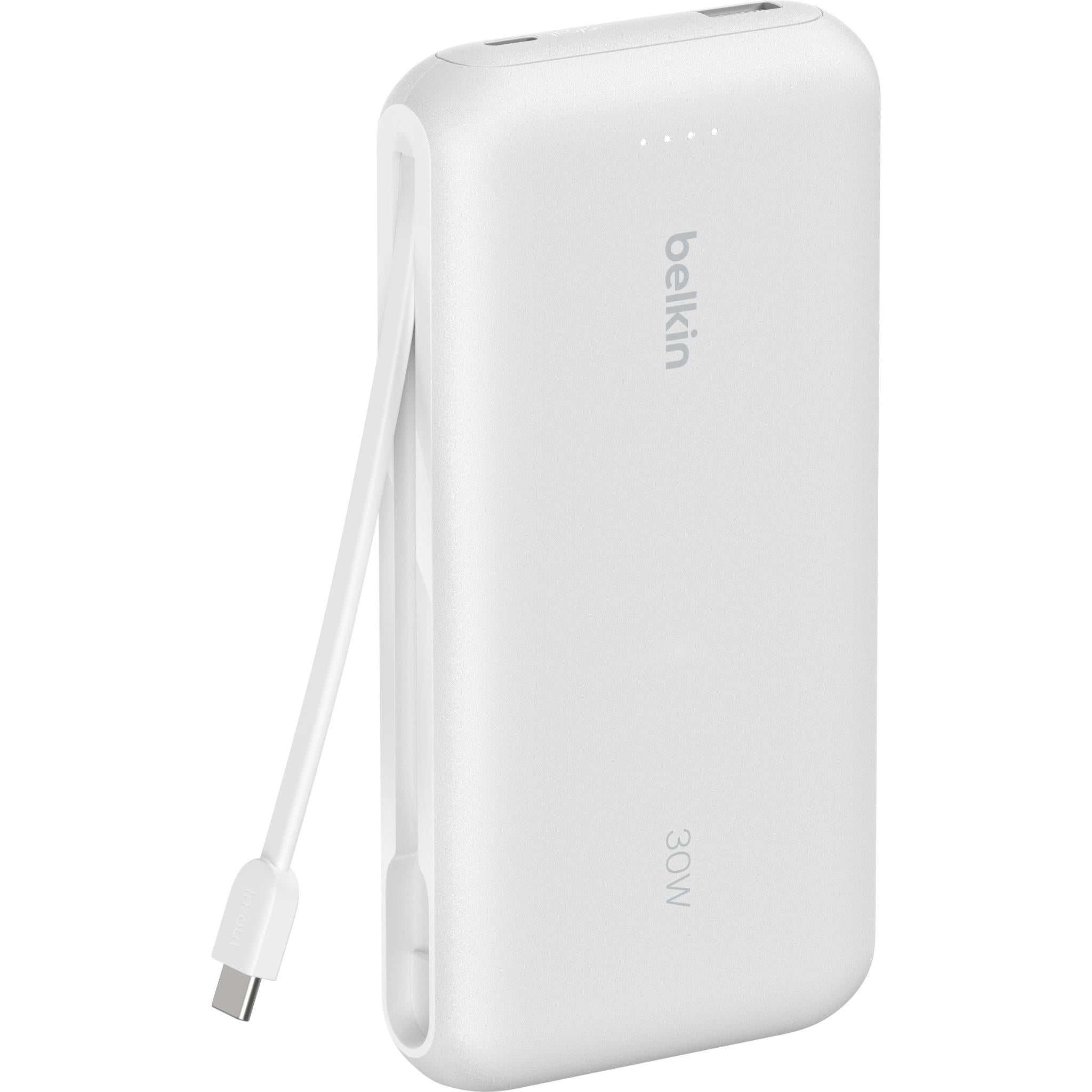 Belkin BoostCharge Power Bank 20K with Integrated Cable (White)