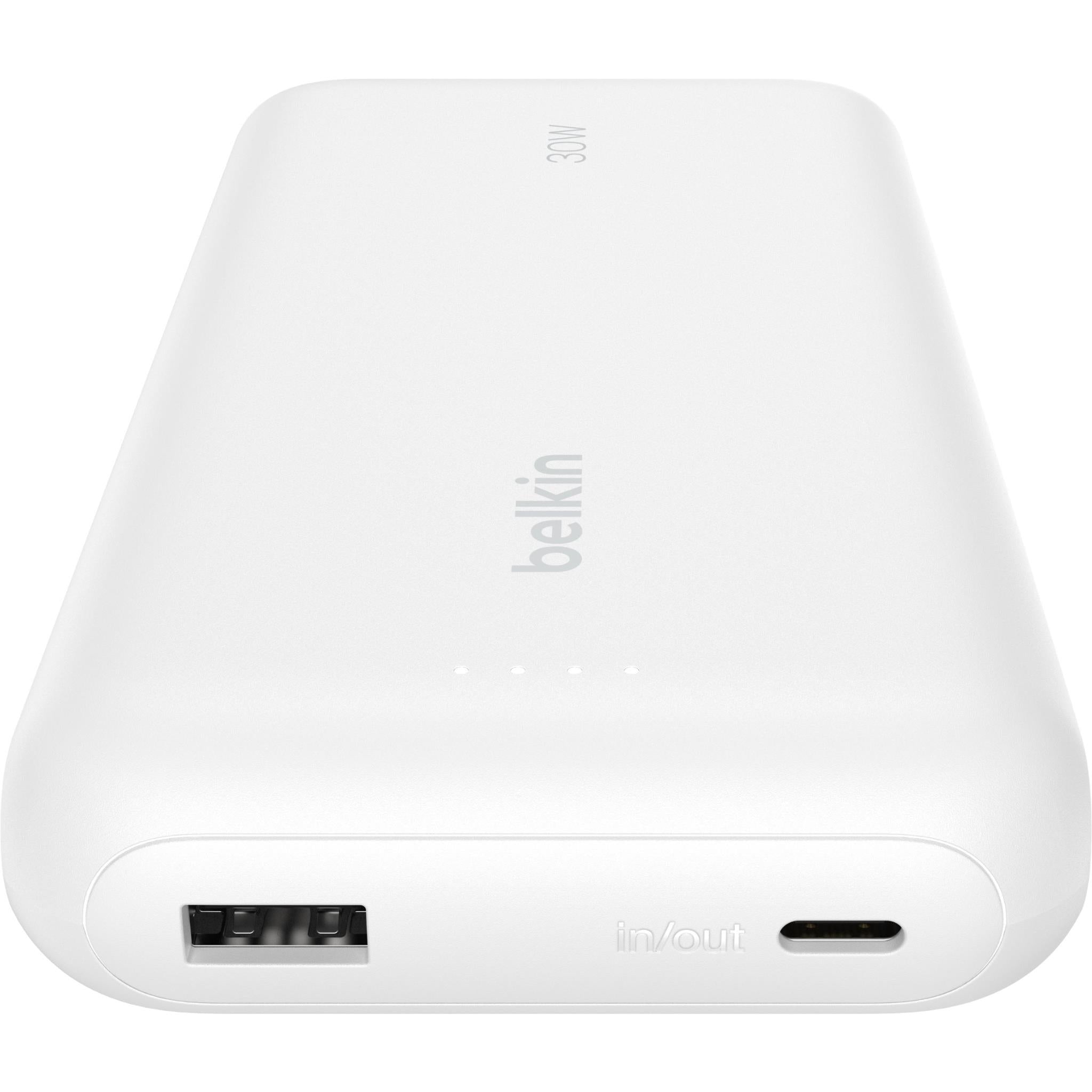 Belkin BoostCharge Power Bank 20K with Integrated Cable (White)