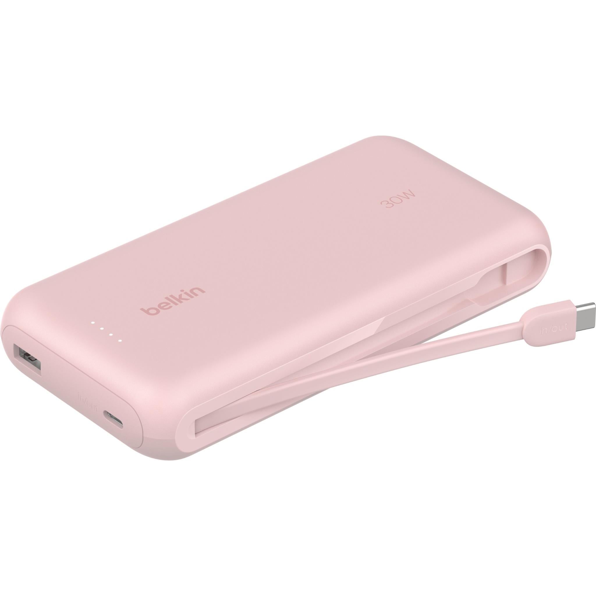 Belkin BoostCharge Power Bank 20K with Integrated Cable (Pink)
