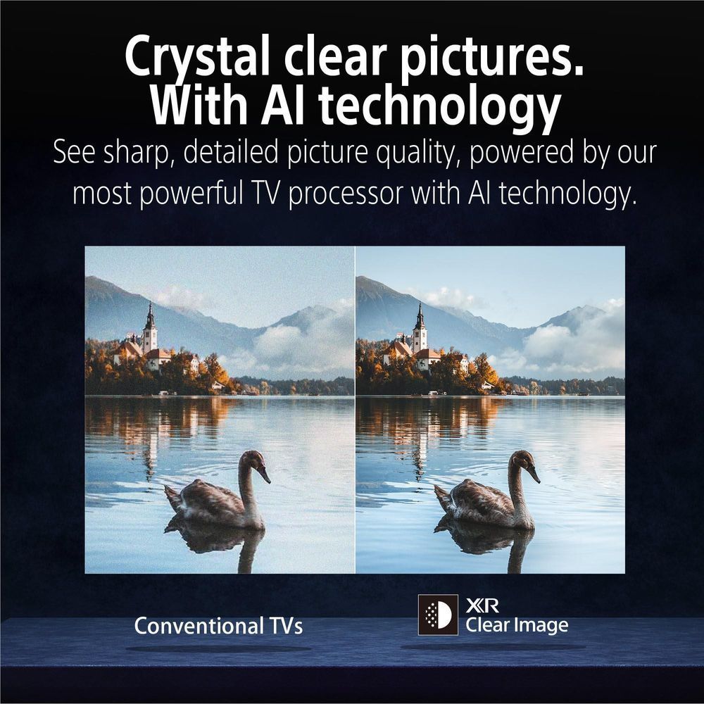 BRAVIA 5 Mini LED TV with Clear Image comparison of lake and swan scenes