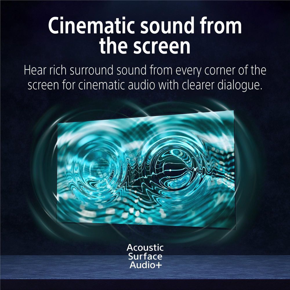 OLED 4K TV showing acoustic sound wave graphic over video content