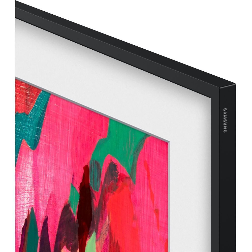 Samsung TV close-up of black frame edge with Samsung logo and screen bezel