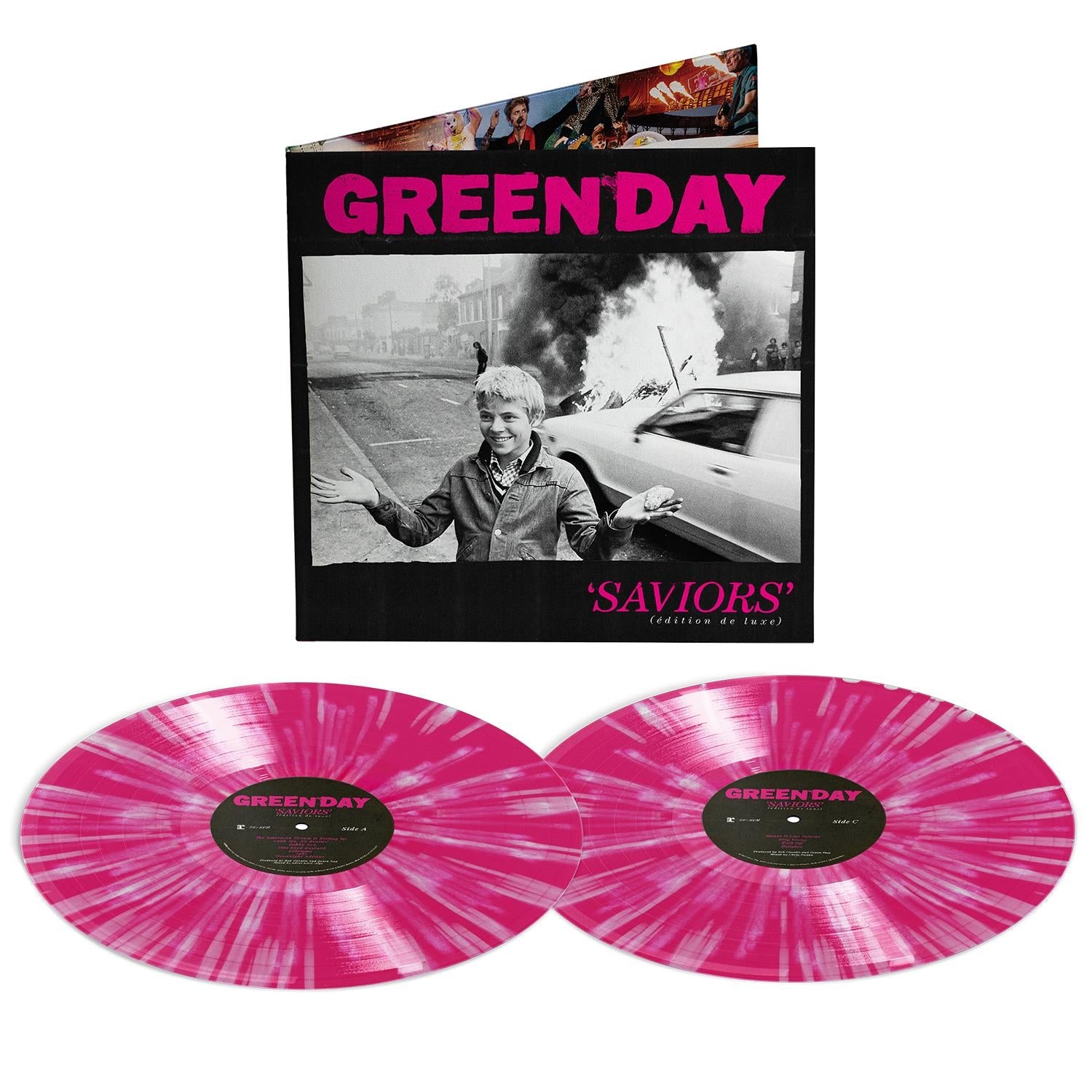 Saviors (Édition De Luxe) (Hot Pink with White Splatter Vinyl) - By: Green Day
