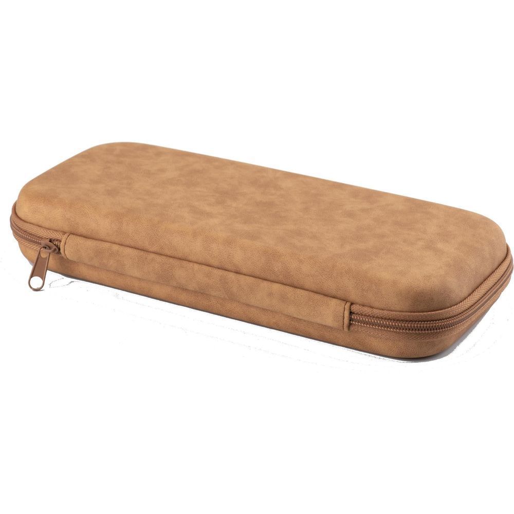 Brown rectangular zip protection case with full-length zipper
