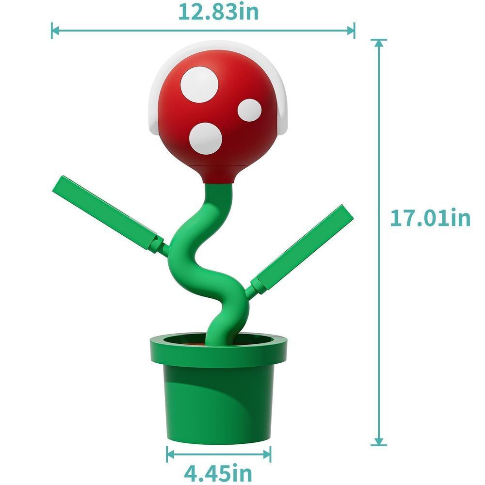 Piranha plant Joy-Con docking station in green pot with red spotted mushroom head