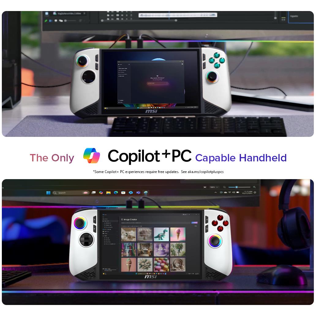 MSI Claw 8 AI+ 8" FHD Touchscreen 120Hz Gaming Handheld - Core Ultra 7 (1TB SSD) - Polar Tempest
