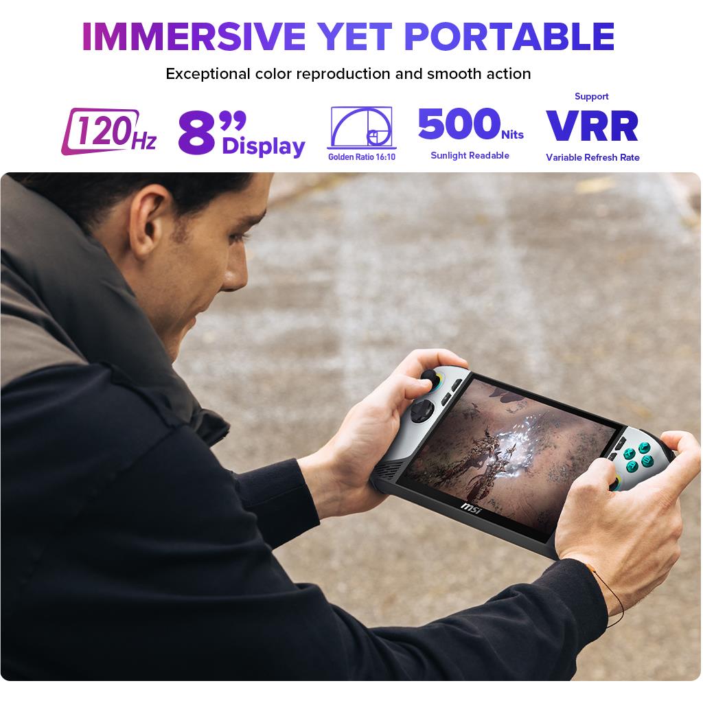 MSI Claw 8 AI+ 8" FHD Touchscreen 120Hz Gaming Handheld - Core Ultra 7 (1TB SSD) - Polar Tempest