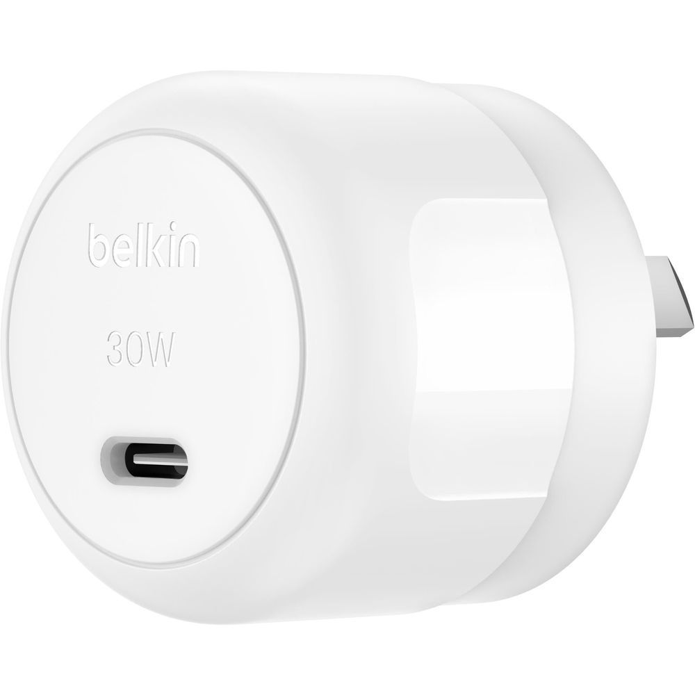 Belkin BoostCharge 30W USB-C wall charger, white with visible USB-C port