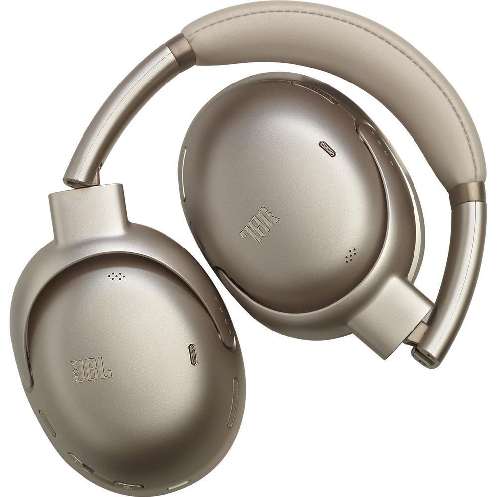 Mocha wireless over-ear noise-canceling headphones, earcups with vents and controls