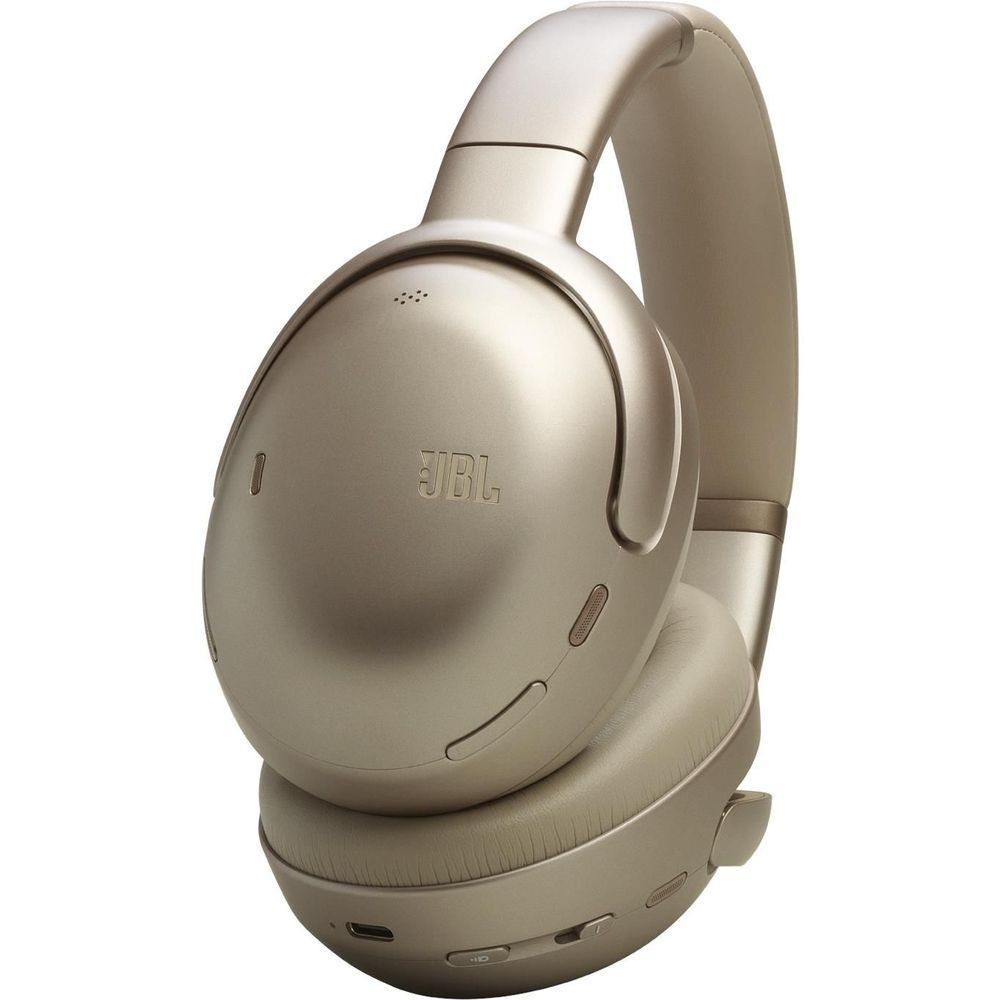 Mocha wireless over-ear noise-canceling headphones, hinge and headband detail view