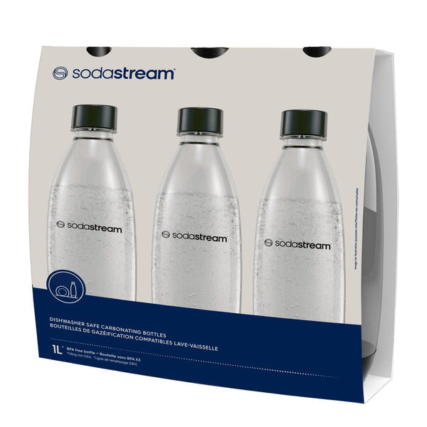 SodaStream Fuse 1 Litre Bottles Dishwasher Safe Three-Pack (Black)