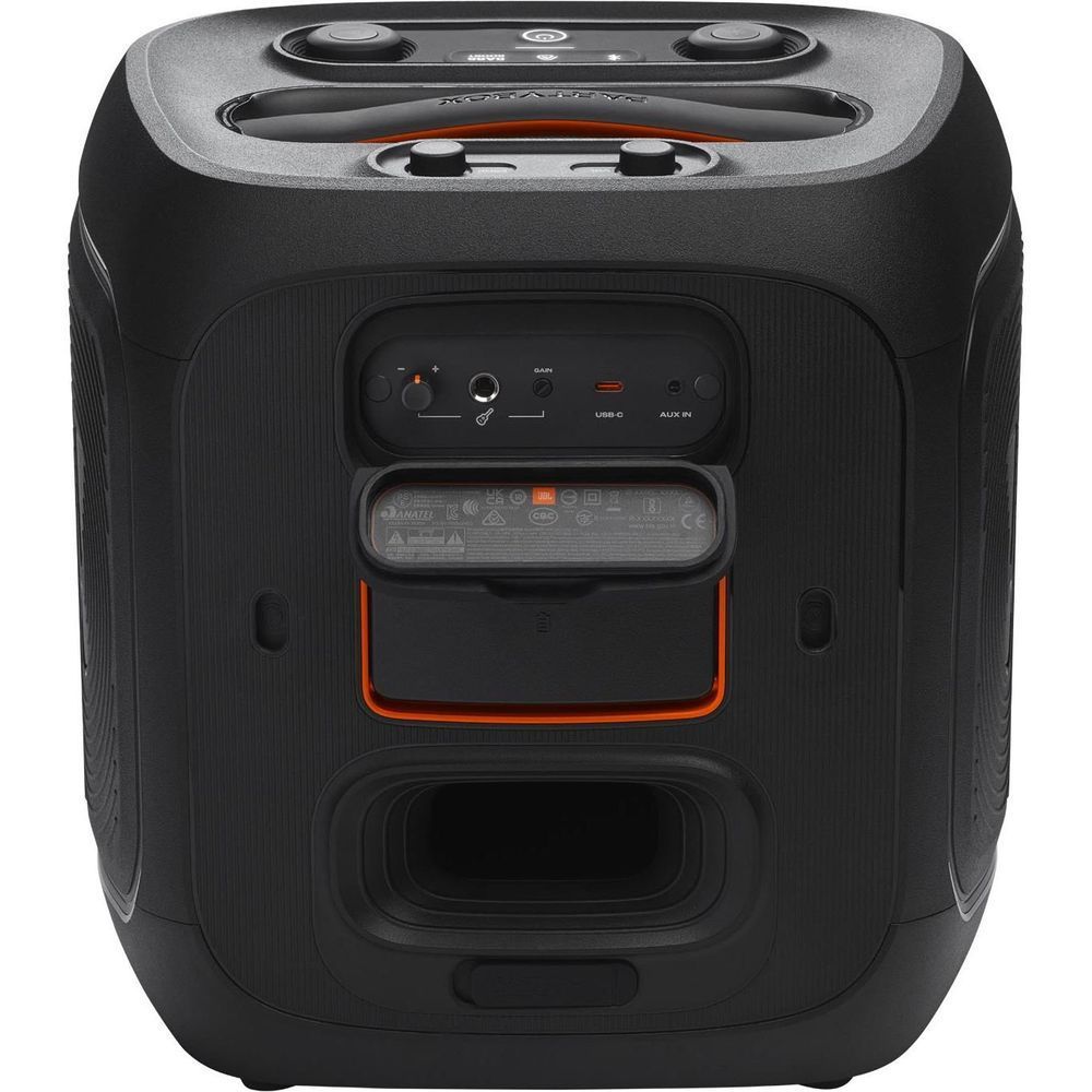 JBL PartyBox Encore Essential 2 portable party speaker rear ports and power switch