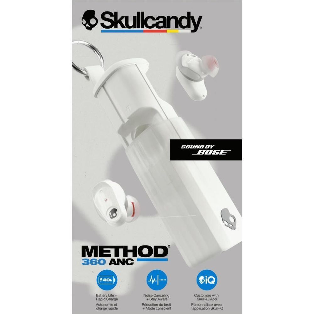 Skullcandy Method 360 ANC wireless earbuds and charging case, white