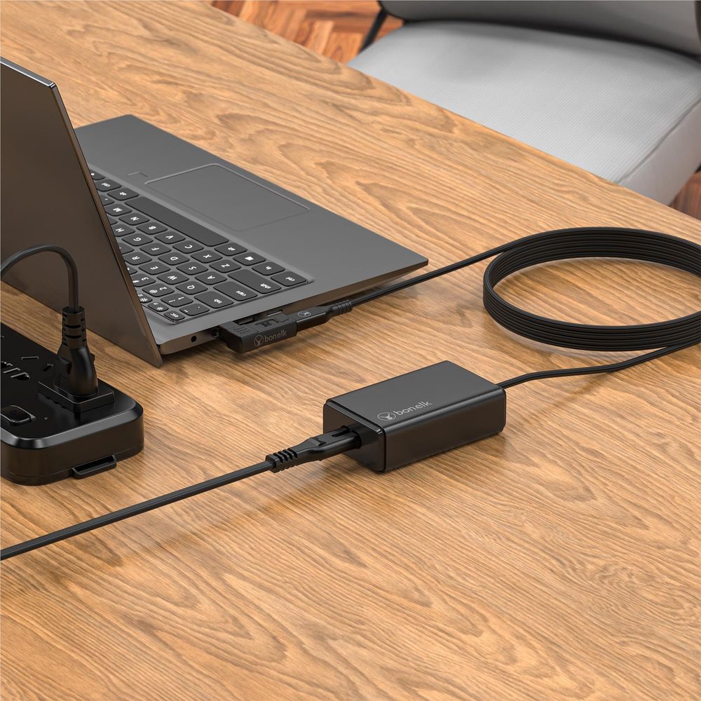 Bonelk Long-Life 65W GaN Multi-Device Laptop Charger (Black)