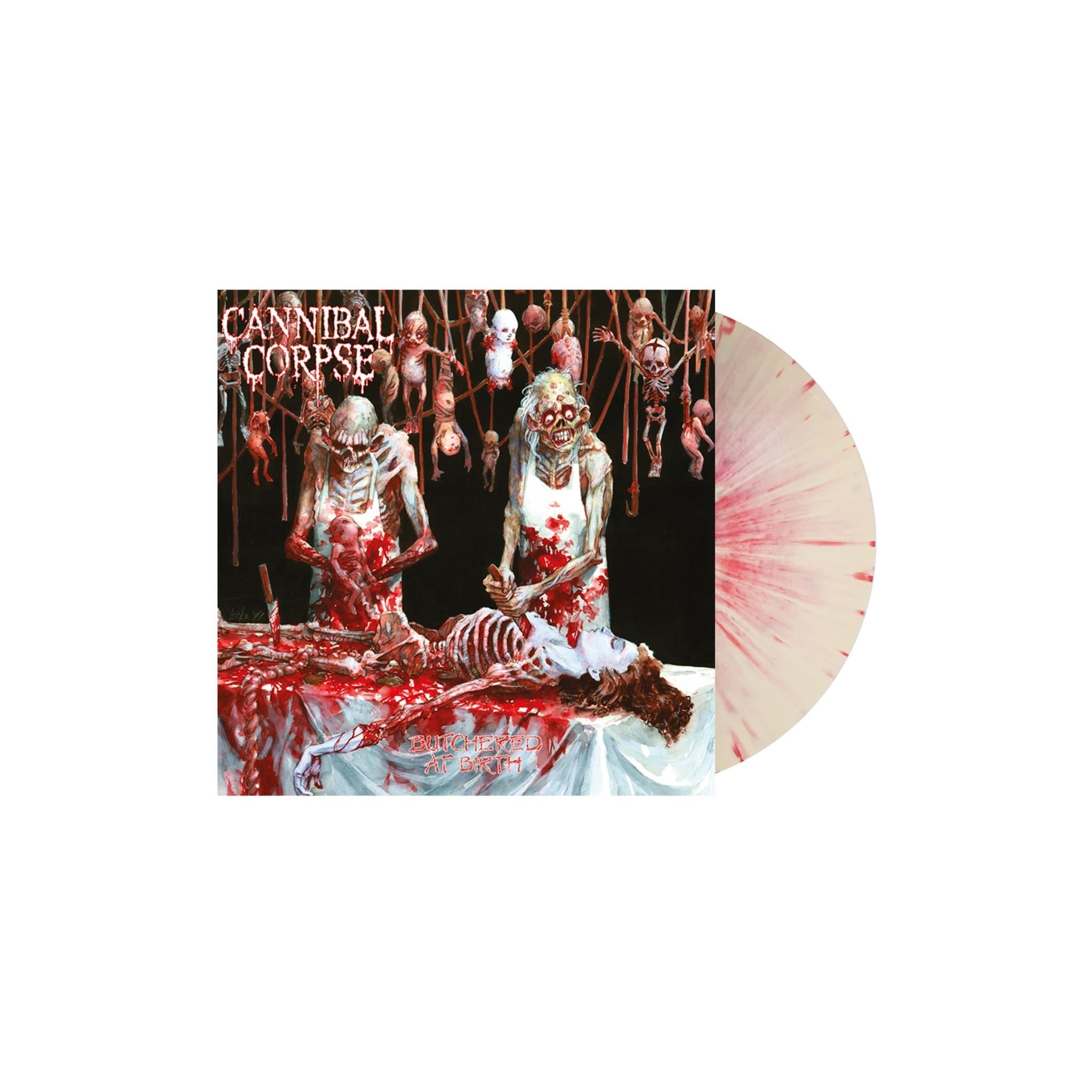 Butched At Birth (White & Red Splattered Vinyl) - By: Cannibal Corpse
