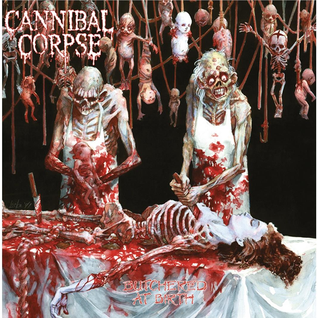 Butched At Birth (White & Red Splattered Vinyl) - By: Cannibal Corpse