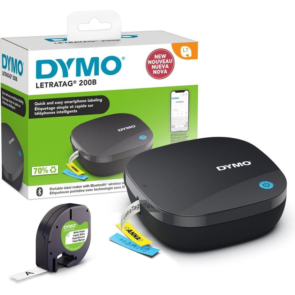 DYMO LetraTag 200B label maker with retail box packaging