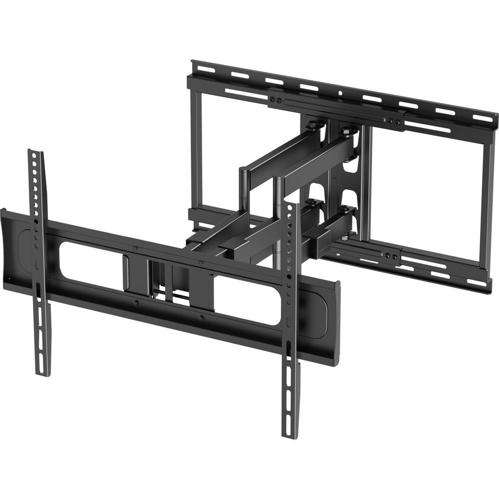 Black cantilever twin-arm TV wall mount with extended support frame and side rails