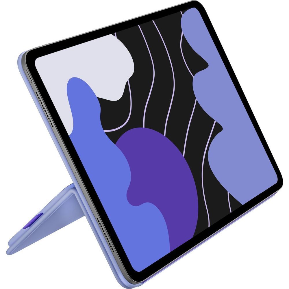 Lilac flip folio case opened on stand for 13-inch iPad