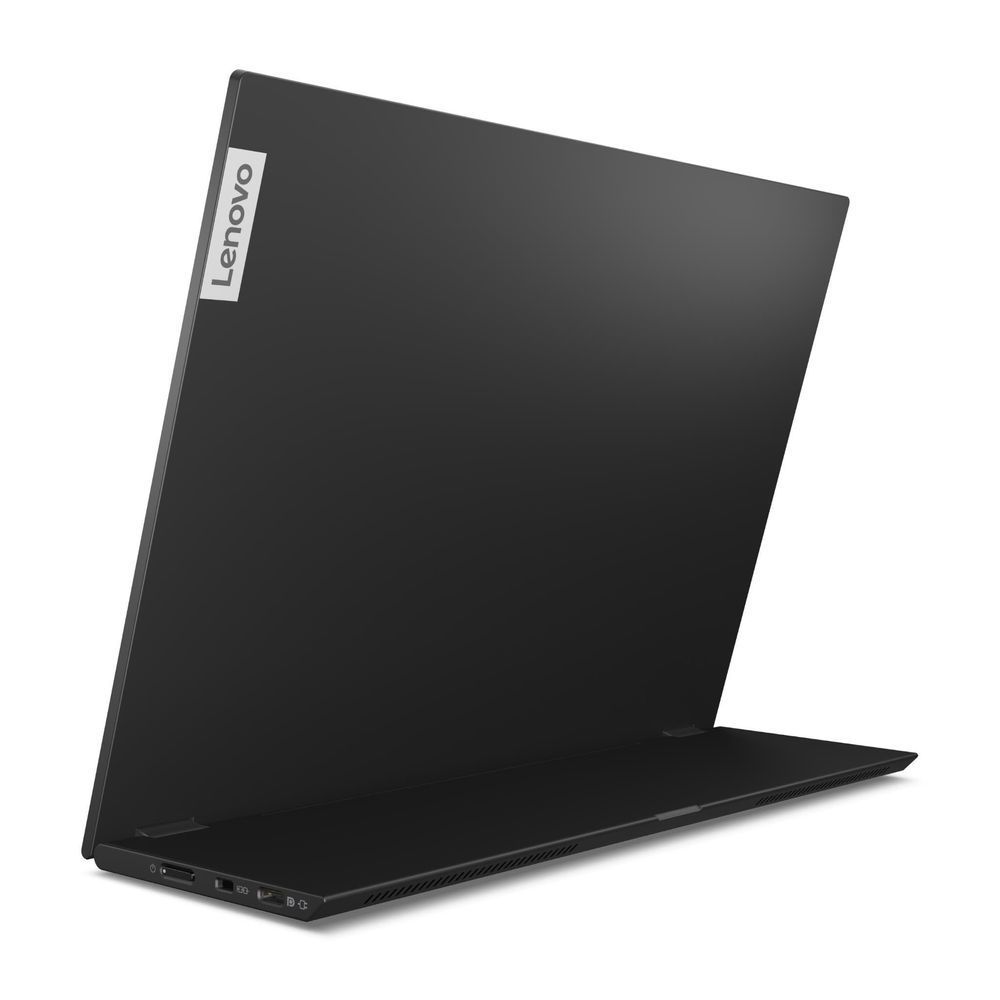 Lenovo ThinkVision portable monitor angled back view with Lenovo logo