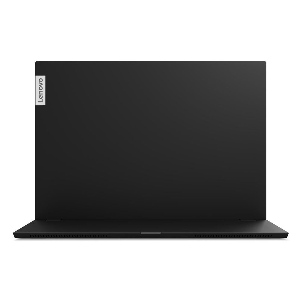 Lenovo ThinkVision portable monitor rear view with Lenovo logo and vented base