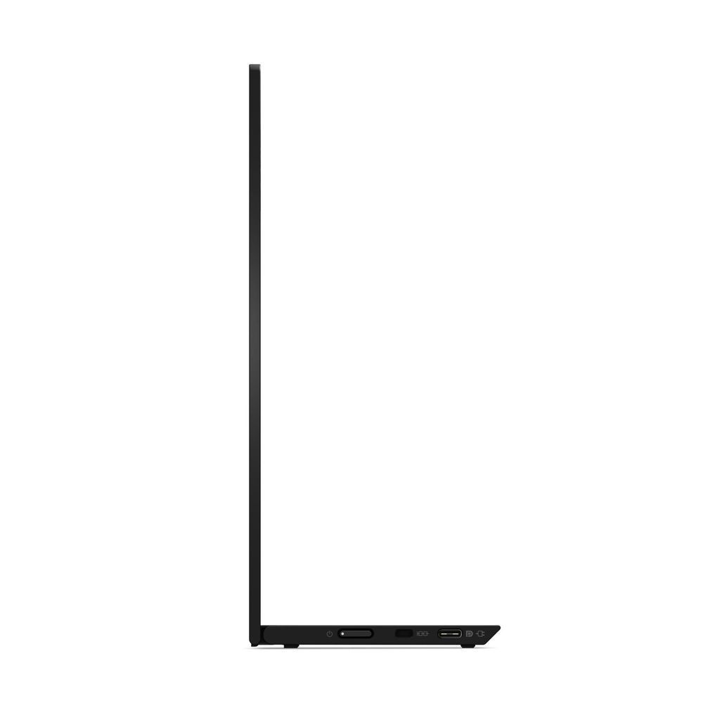 Lenovo ThinkVision portable monitor side profile with ports on base