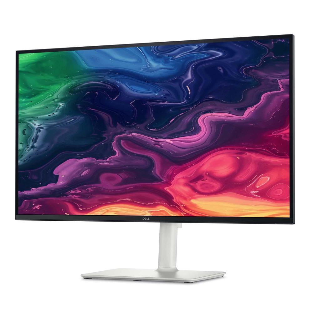 Dell 27-inch 4K UHD monitor, angled front view with white stand