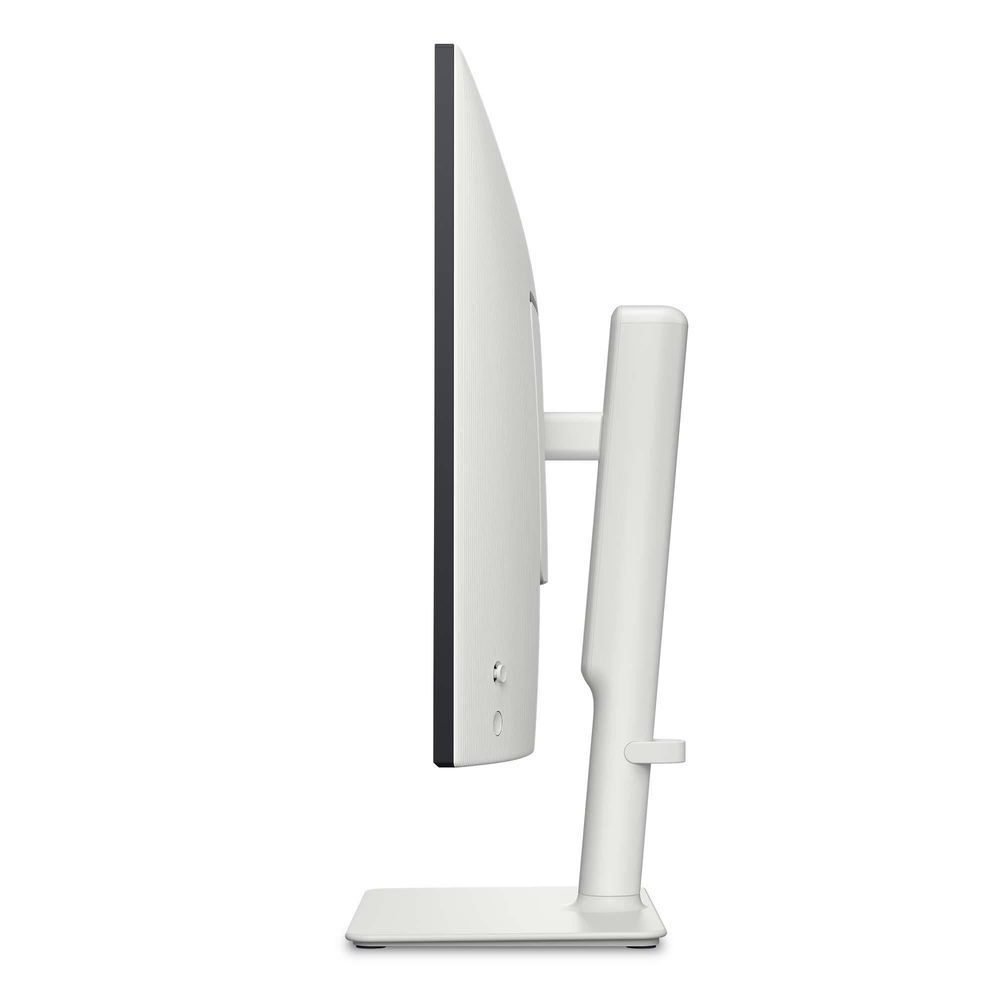 Dell monitor side profile with white stand posts and wide base