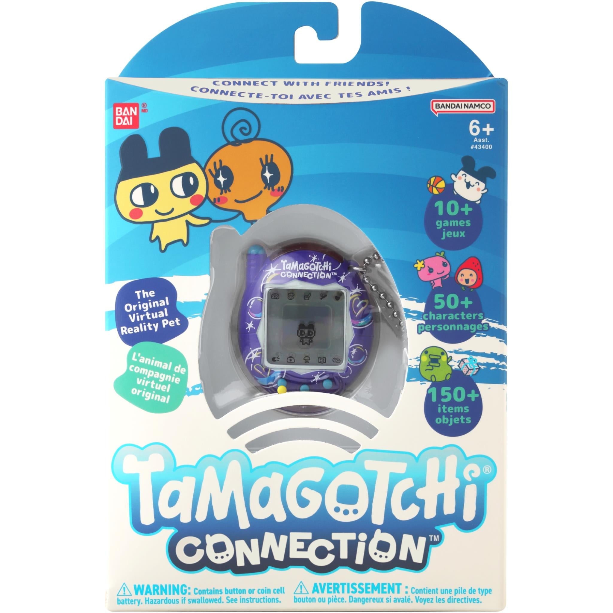 Tamagotchi Connection digital pet toy blister pack on blue retail card