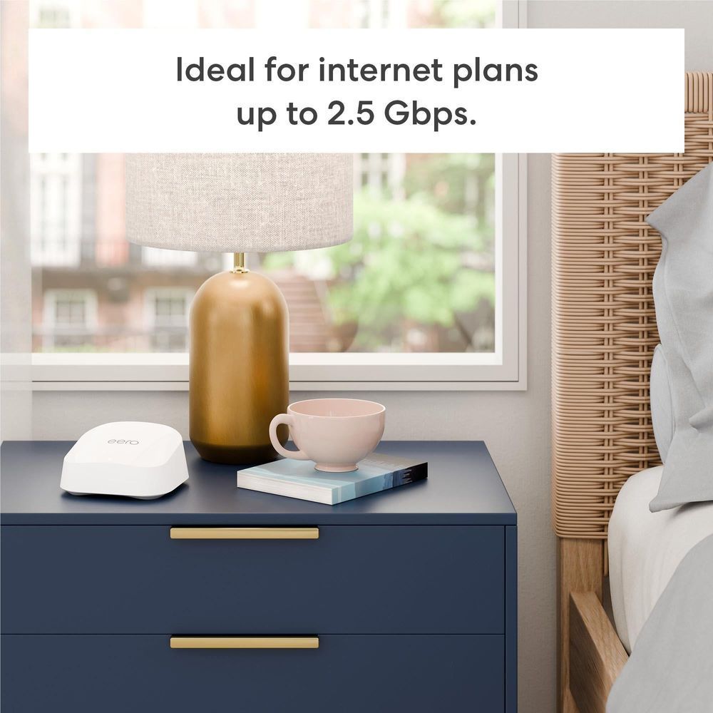 White eero Wi-Fi 7 mesh router node with compact dome design