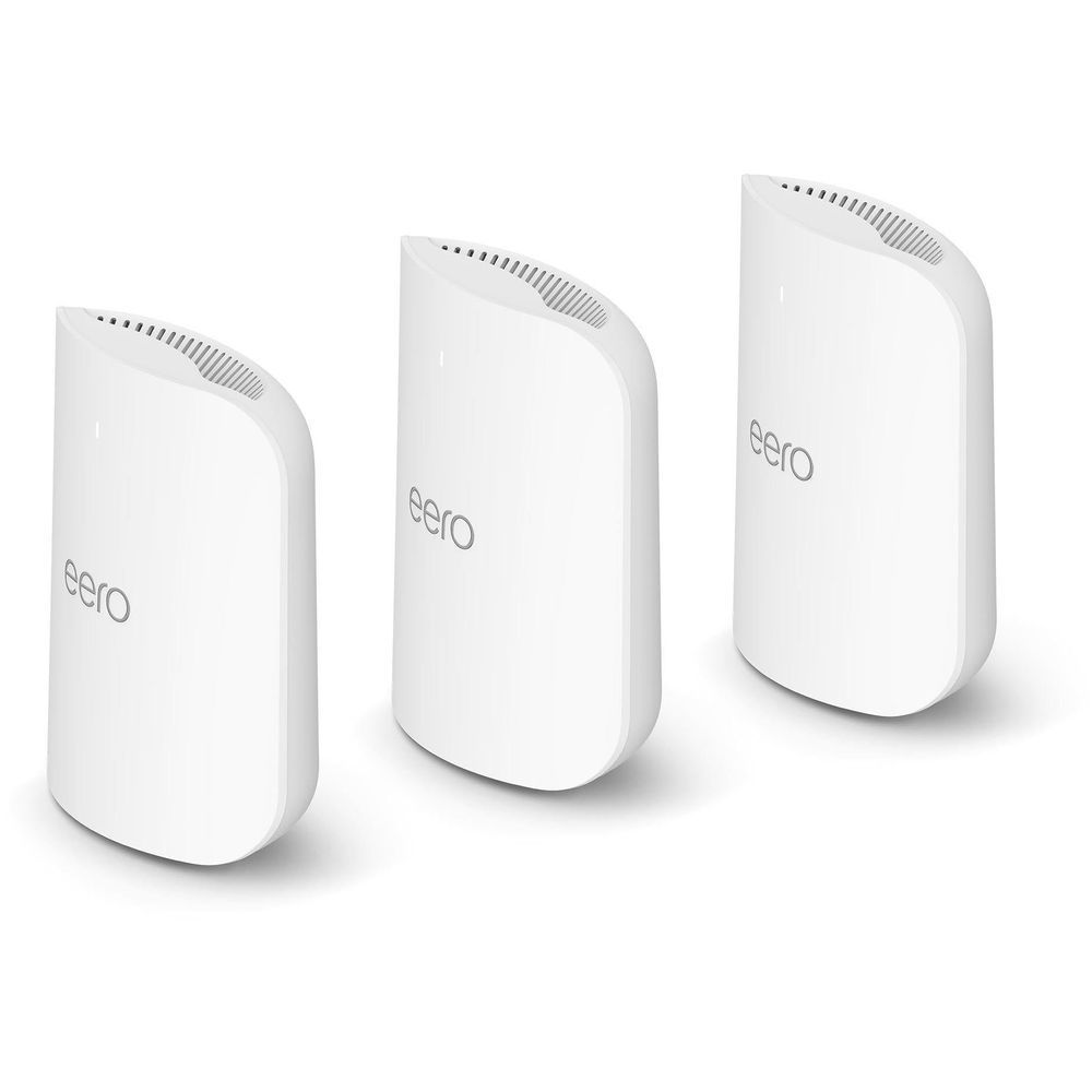 eero Pro 7 tri-band mesh Wi-Fi 7 router pack, three white units