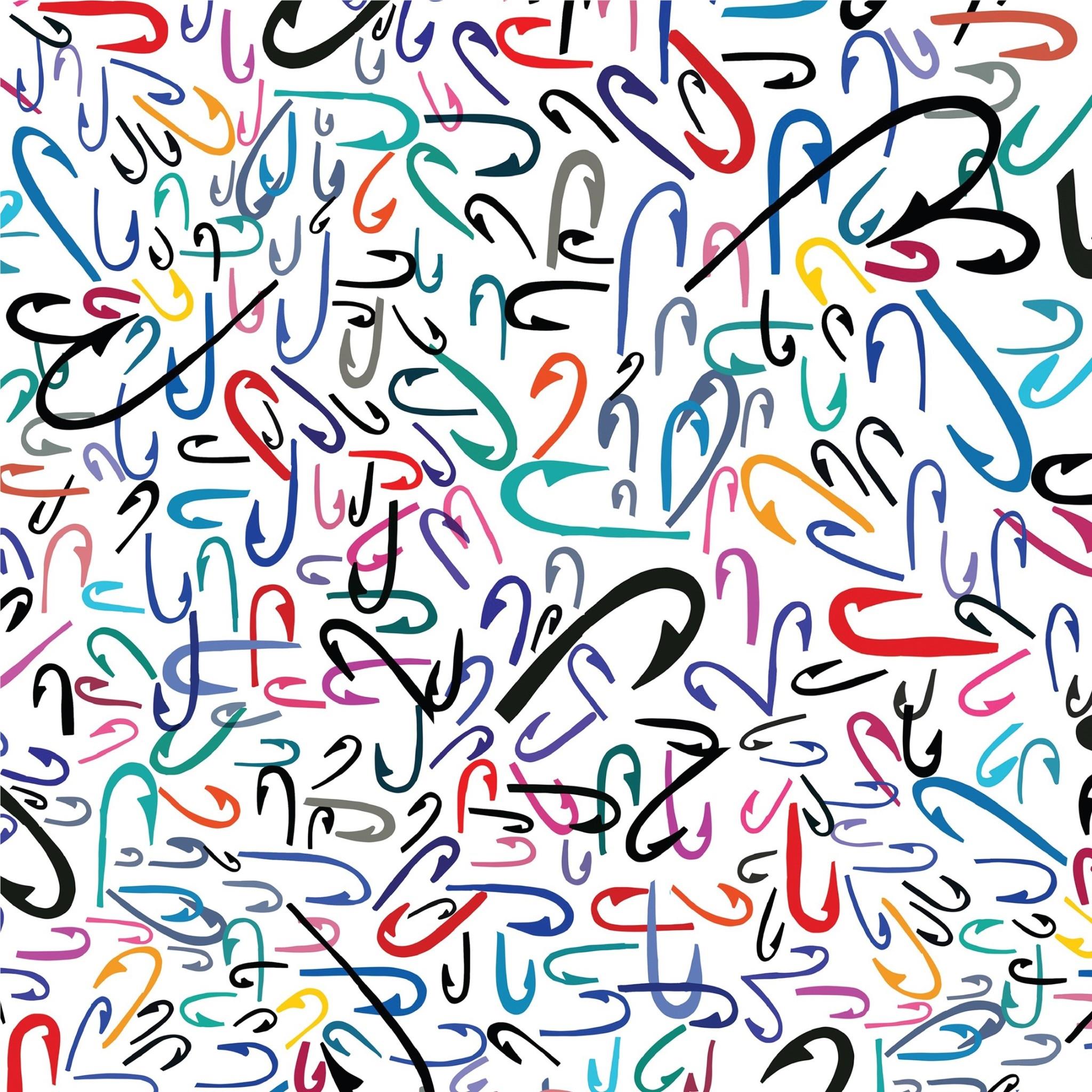 Graffiti-style album artwork with multicolor scribbles and black lines on a white background