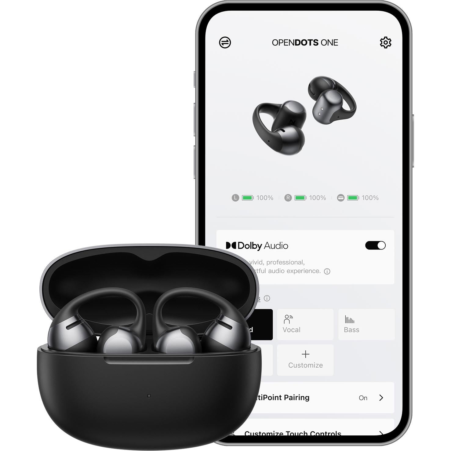 Shokz OpenDots One Open-Ear TWS Earbuds (Black)