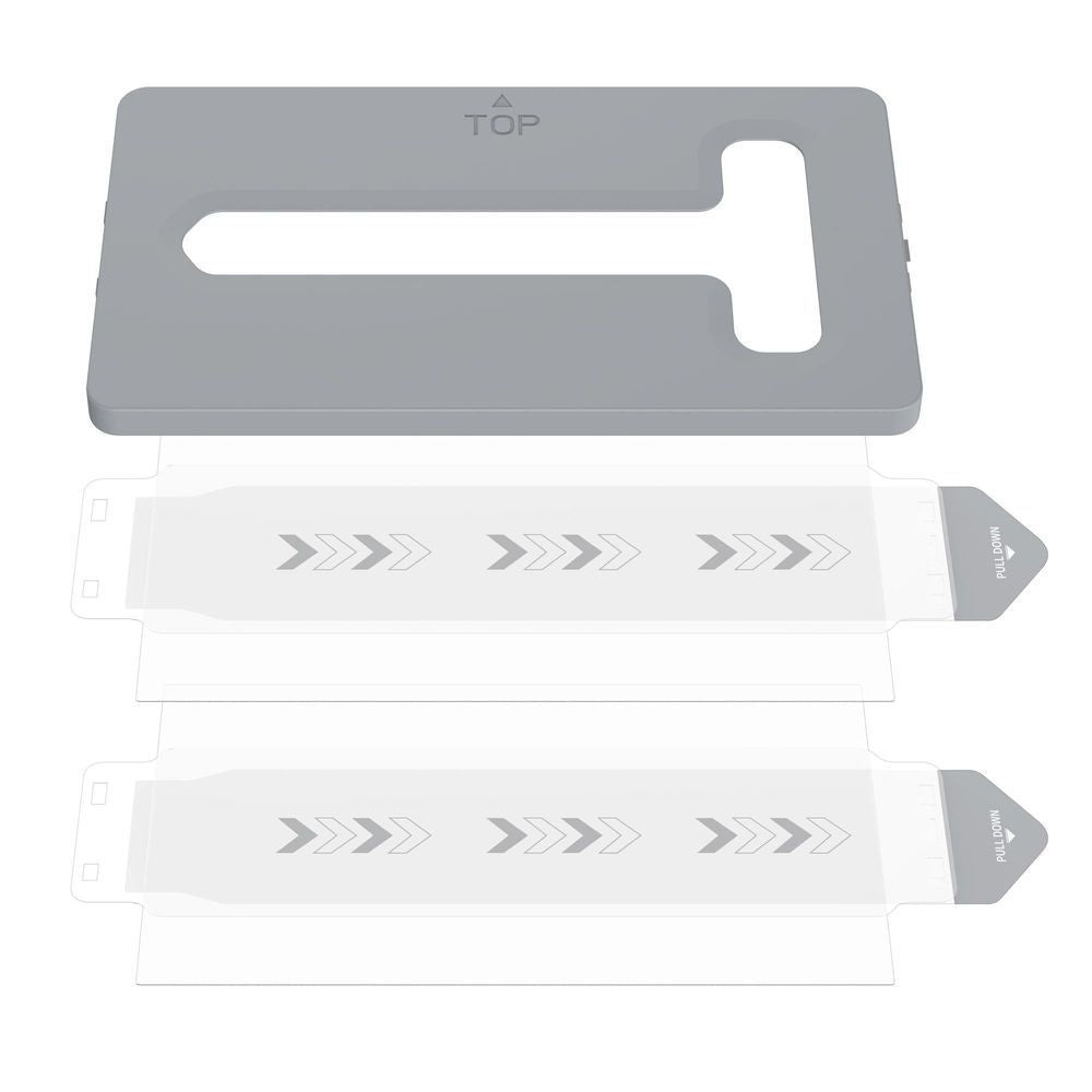 Stack of tempered glass screen protectors with alignment tray for Switch 2