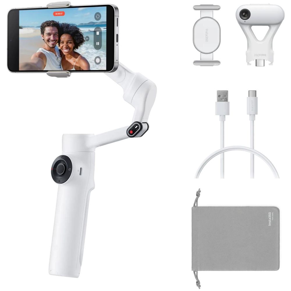 Insta360 Flow 2 Gimbal AI Tracker Bundle (Summit White)